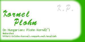 kornel plohn business card